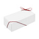 A white box tied with red string.