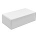 A white rectangular 1/2 lb. candy box with a lid.