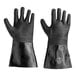 A pair of black Showa neoprene gloves with a rough grip and a black cotton lining.
