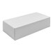 A 7 1/8" x 3 3/8" x 1 7/8" white rectangular candy box.