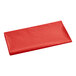 A red rectangular plastic table cover on a white background.