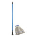 A Lavex Wet Mop Kit with a natural cotton looped end mop and a blue handle.