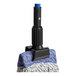 A blue and white Lavex looped end wet mop with a handle.