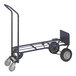 A blue Wesco Industrial hand truck with wheels.