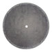 A Grosfillex round zinc resin table top with a hole in the center on charcoal legs.