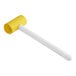 A yellow mallet with a white handle.