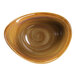 A brown RAK Porcelain bowl with a spiral pattern on it.