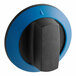 A black and blue knob with a black handle.