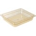 A Cambro amber plastic food pan with a lid.