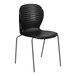 A Flash Furniture black plastic chair with metal legs.