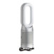 A white and silver Dyson air purifier and heater with a cord.