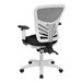 A Flash Furniture black mesh office chair with black seat and back and white frame.