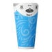 A blue and white LK Packaging ReadyFresh paper cold cup with white text and a butterfly design.