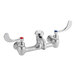 A chrome Waterloo wall-mounted mop sink faucet with wrist blade handles.