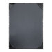 A black steel menu cover with a brushed metallic frame.