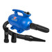 A blue XPOWER Thermal Ace pet hair dryer with black nozzles.