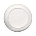 A white Elite Global Solutions round melamine bowl with a circle on it.