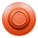 An orange melamine bowl with a circle in the middle.
