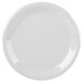 A Carlisle Sierrus white melamine plate with a white rim.