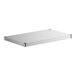 A white rectangular stainless steel shelf with metal corners.