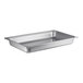 A stainless steel full size steam table pan.