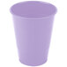 A purple plastic cup with a white background.