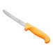 A Choice utility knife with a neon orange handle.