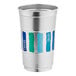A silver Ball aluminum cup with blue and green stripes and the Everyday logo.