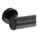 A close-up of a black grab bar with a matte black finish.