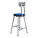 A National Public Seating Titan lab stool with a gray metal frame and Persian blue seat and backrest.