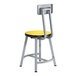 A National Public Seating lab stool with a marigold seat and backrest on a steel frame.
