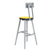 A gray National Public Seating lab stool with a yellow high-pressure laminate seat and backrest.