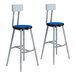 A pair of National Public Seating lab stools with Persian Blue seats and backrests.