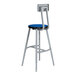 A National Public Seating Titan lab stool with a gray metal frame and blue seat and back.