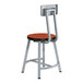 A National Public Seating Titan lab stool with a wild cherry high-pressure laminate seat and back on a gray steel frame.