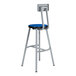 A gray steel and blue high-pressure laminate National Public Seating lab stool with a metal frame.