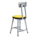 A National Public Seating Titan lab stool with a marigold seat and backrest on a gray steel frame.