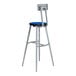 A National Public Seating Titan lab stool with a gray metal frame and Persian Blue seat and backrest.