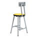 A National Public Seating Titan lab stool with a marigold seat and backrest on a gray metal frame.