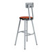 A National Public Seating Titan lab stool with a wooden seat and backrest on a gray metal frame.