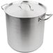 A Vollrath stainless steel stock pot with a lid.