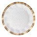 A Sophistiplate white paper dinner plate with black dots and gold trim.