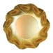 A Sophistiplate satin gold paper bowl with a wavy design and round center.