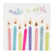 A Sophistiplate paper lunch napkin with birthday candles on it.