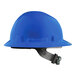 A blue Lift Safety hard hat with a 4-point ratchet suspension strap.