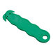 A green plastic Klever Kutter box cutter with a hole in the handle.