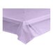 A lavender plastic tablecloth on a white surface.