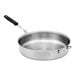 A Vollrath stainless steel saute pan with a black silicone handle.