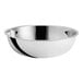 A close-up of a silver Choice stainless steel mixing bowl.