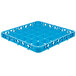 A blue plastic Carlisle glass rack extender with compartments and holes.